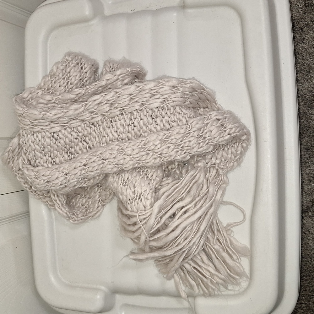Anthropologie Pins and Needles fringe Scarf - Cream Beige
